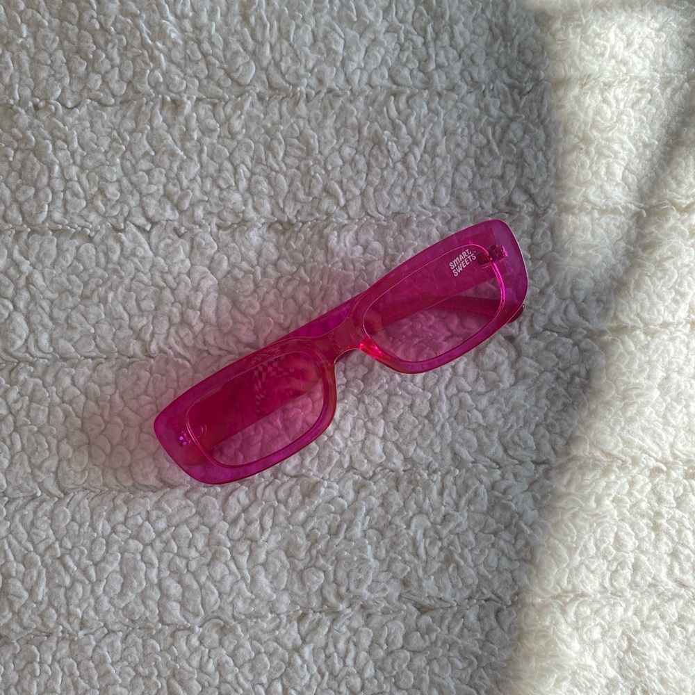 Pink Rectangle Sunglasses - Picture 3 of 7